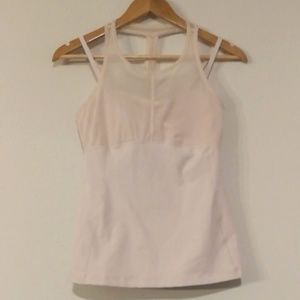 Zella Built In Bra Beige Workout Tank with Sheer S